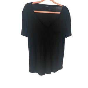 Fashion Nova Black V Neck Tee Shirt Size XL Extra Large